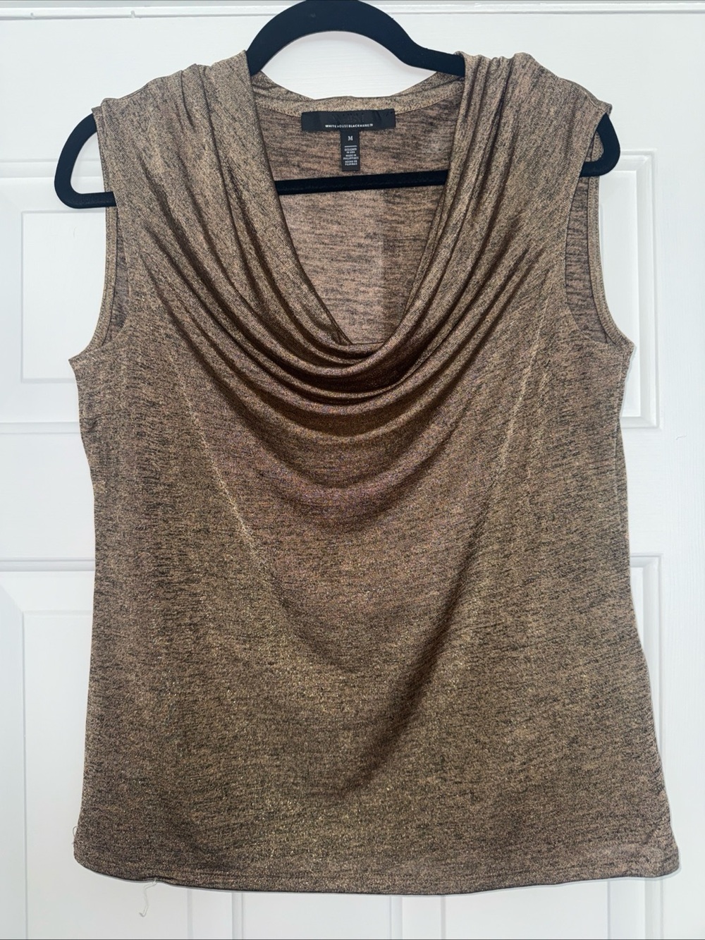 White House Black Market gold cowl neck Sleeveless Top Medium NWOT
